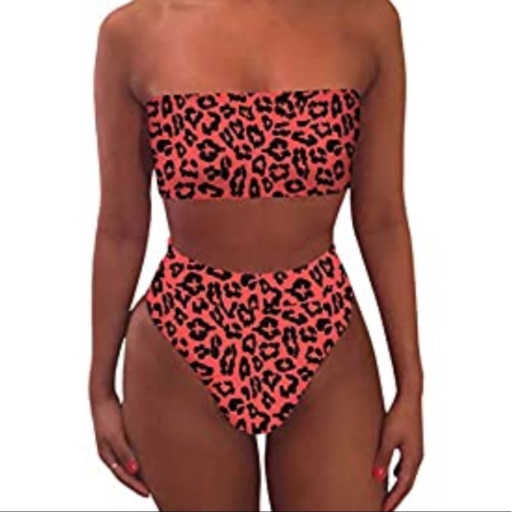 Pink Leopard Cheeky High Waist Bikini